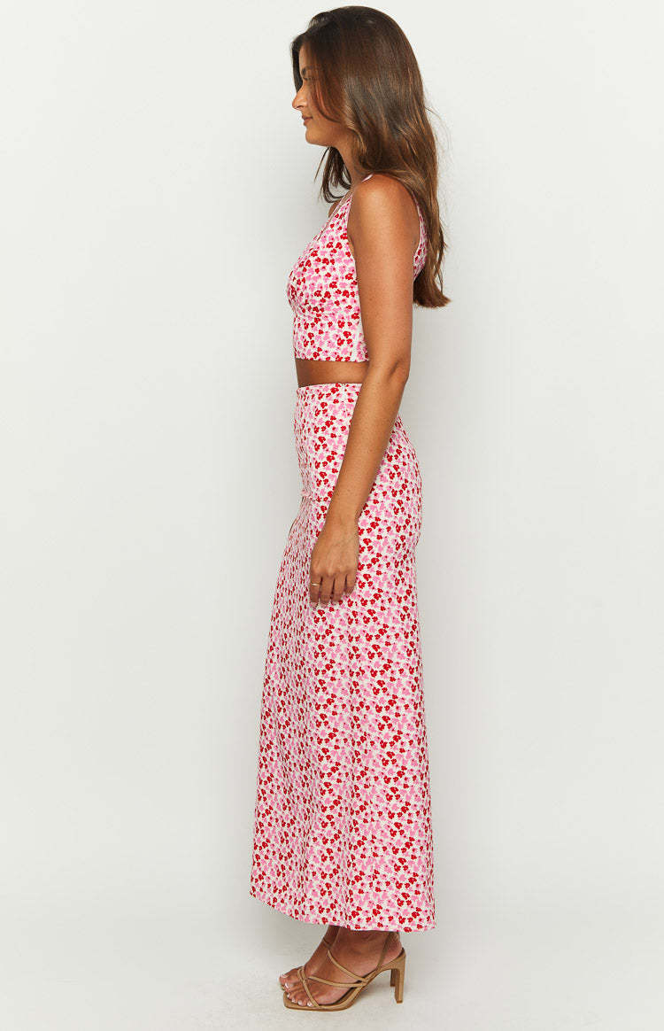 Dahlia Pink And Red Speckled Crop Top-Vavasi.All Rights Reserved.