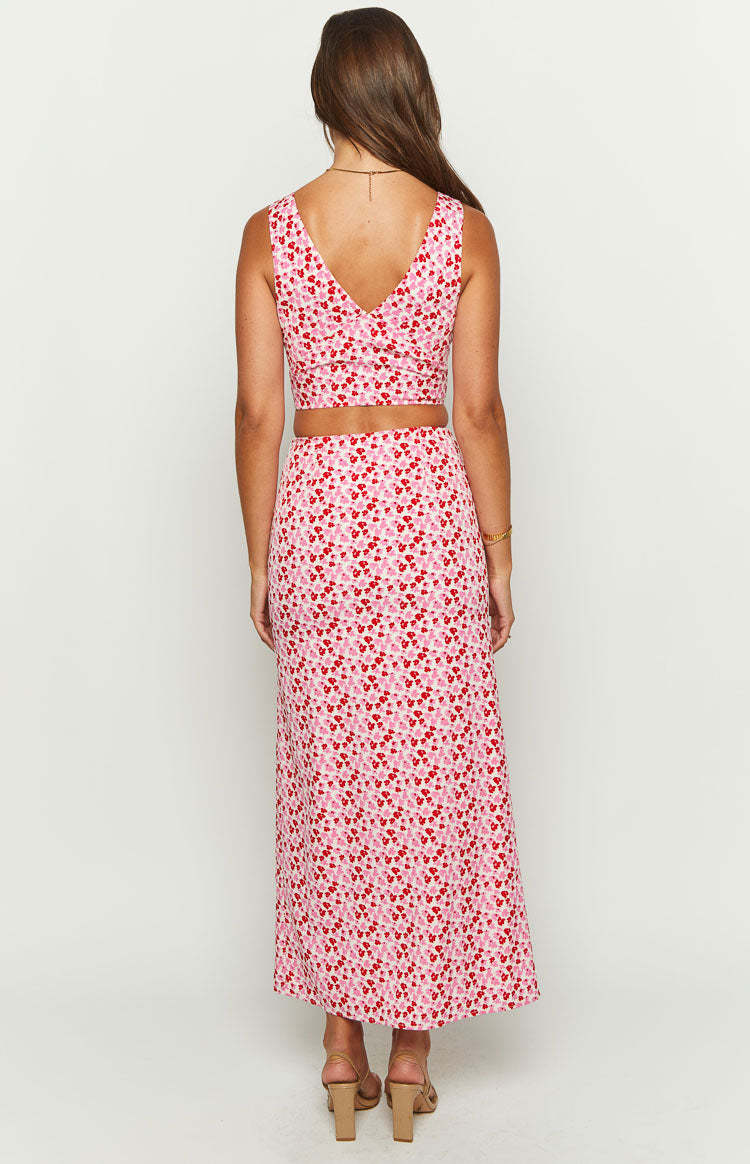 Dahlia Pink And Red Speckled Crop Top-Vavasi.All Rights Reserved.
