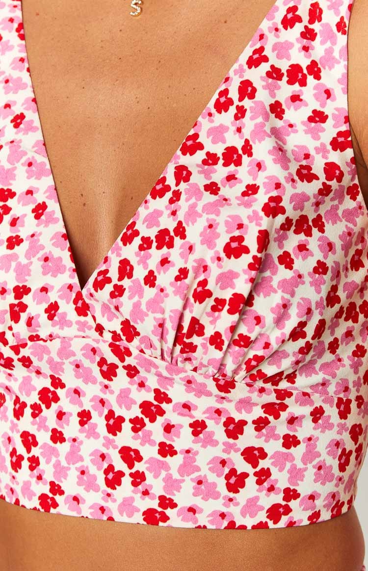 Dahlia Pink And Red Speckled Crop Top-Vavasi.All Rights Reserved.