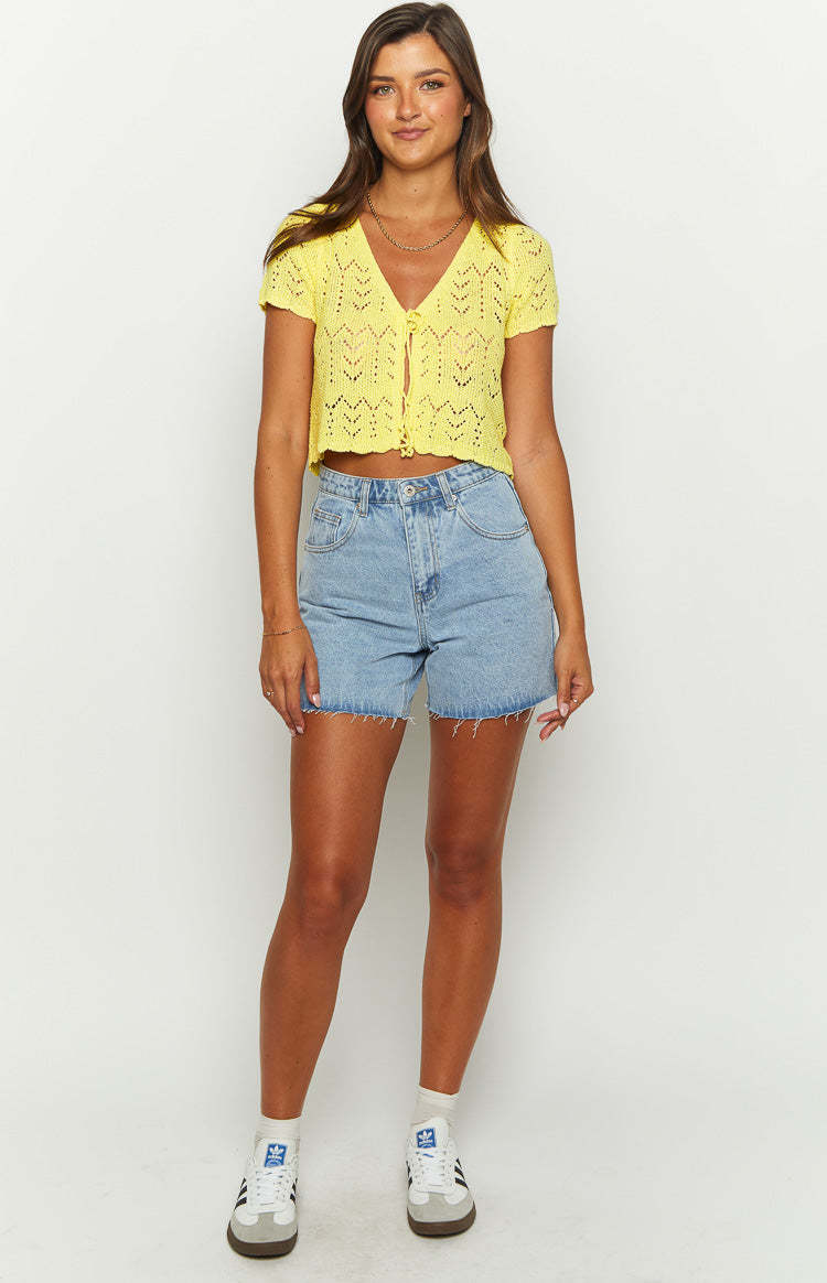 Dahlia Yellow Front Tie Cardigan-Vavasi.All Rights Reserved.