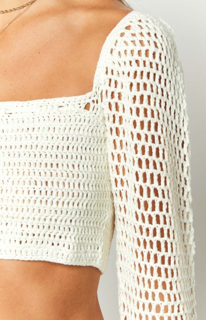 Dally White Crochet Crop Top-Vavasi.All Rights Reserved.