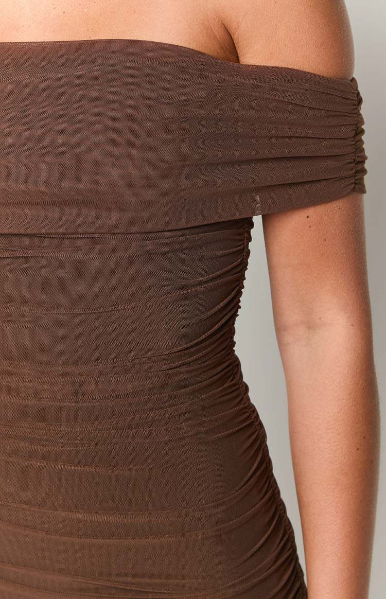Dalma Brown Mini Dress-Vavasi.All Rights Reserved.