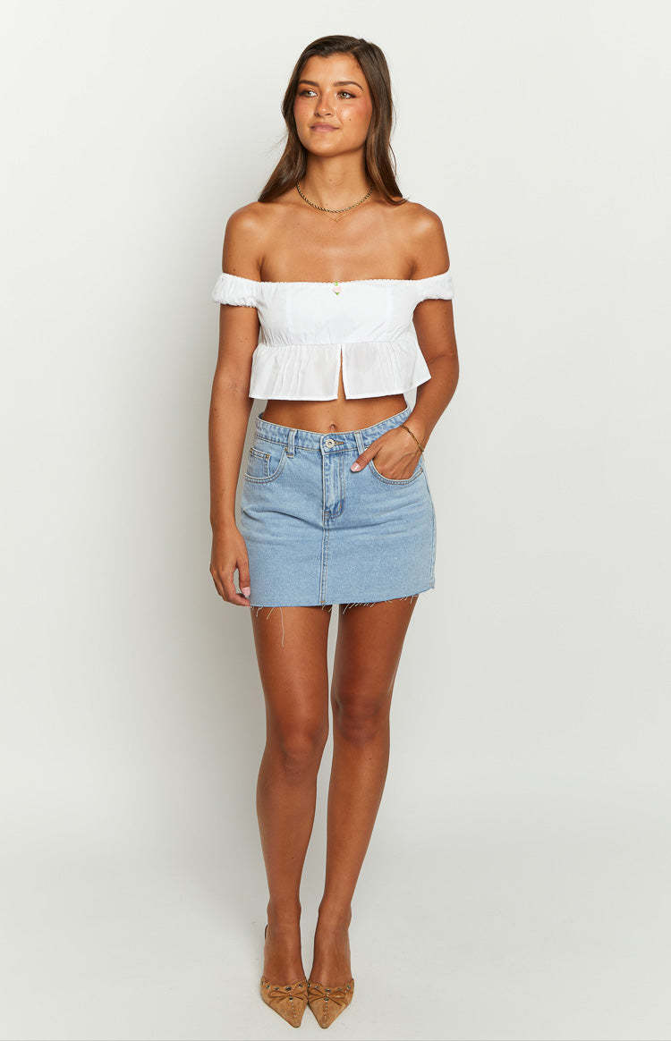 Dandi White Off The Shoulder Crop Top-Vavasi.All Rights Reserved.