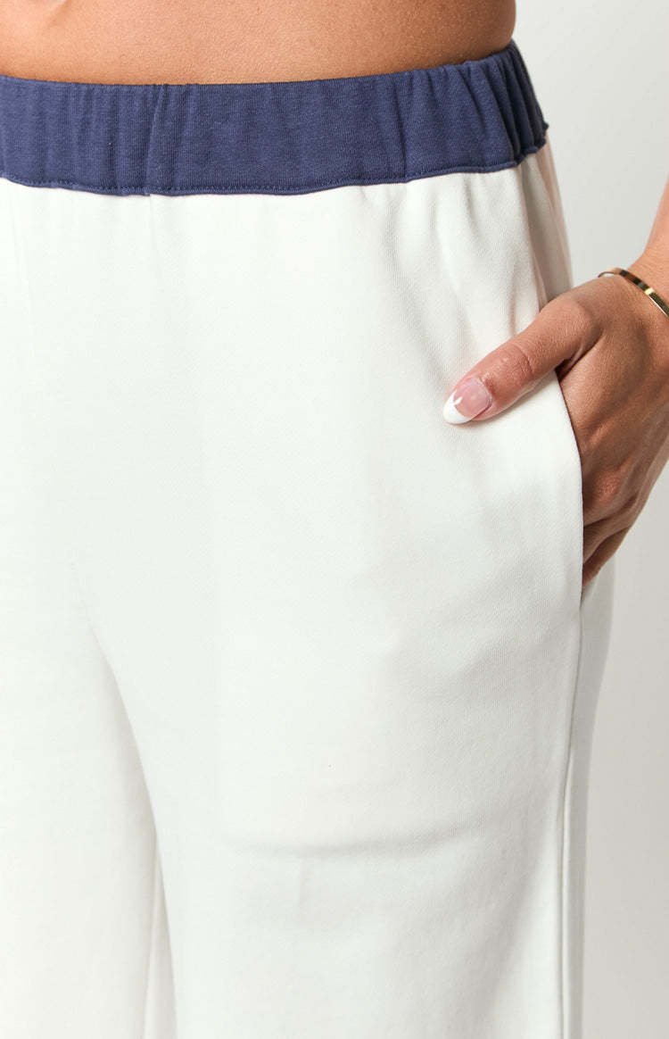 Dania Cream And Navy Contrast Track Pants-Vavasi.All Rights Reserved.