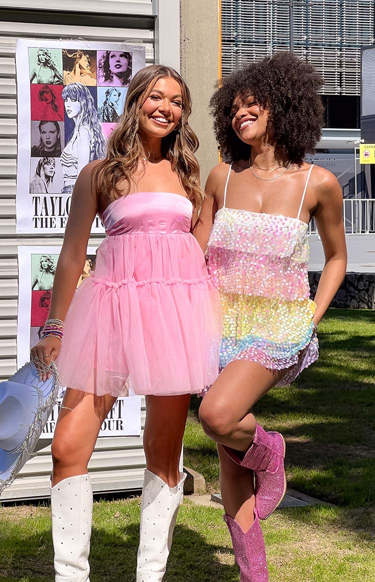 Darcy Rainbow Sparkle Mini Dress-Vavasi.All Rights Reserved.