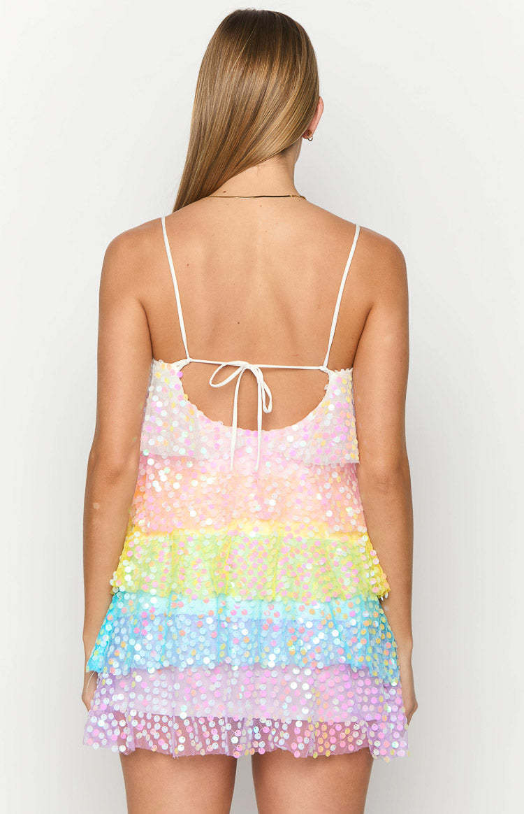 Darcy Rainbow Sparkle Mini Dress-Vavasi.All Rights Reserved.