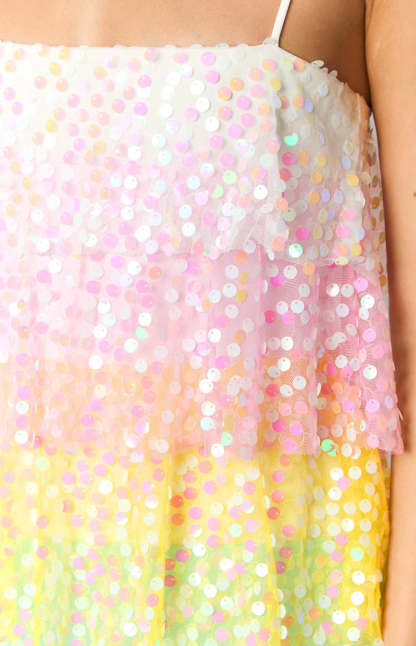Darcy Rainbow Sparkle Mini Dress-Vavasi.All Rights Reserved.