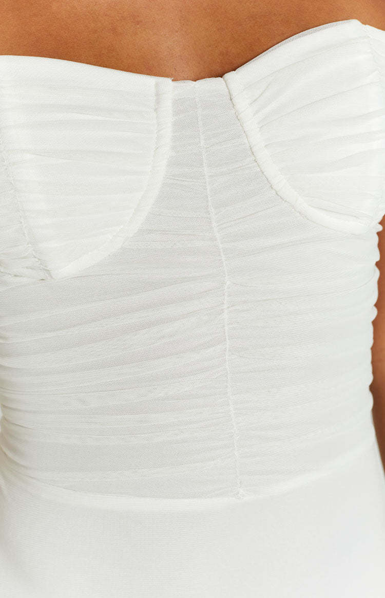 Darling White Gathered Midi Dress-Vavasi.All Rights Reserved.