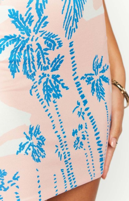Day Dreams Ville Crede Palm Print Mini Skirt-Vavasi.All Rights Reserved.