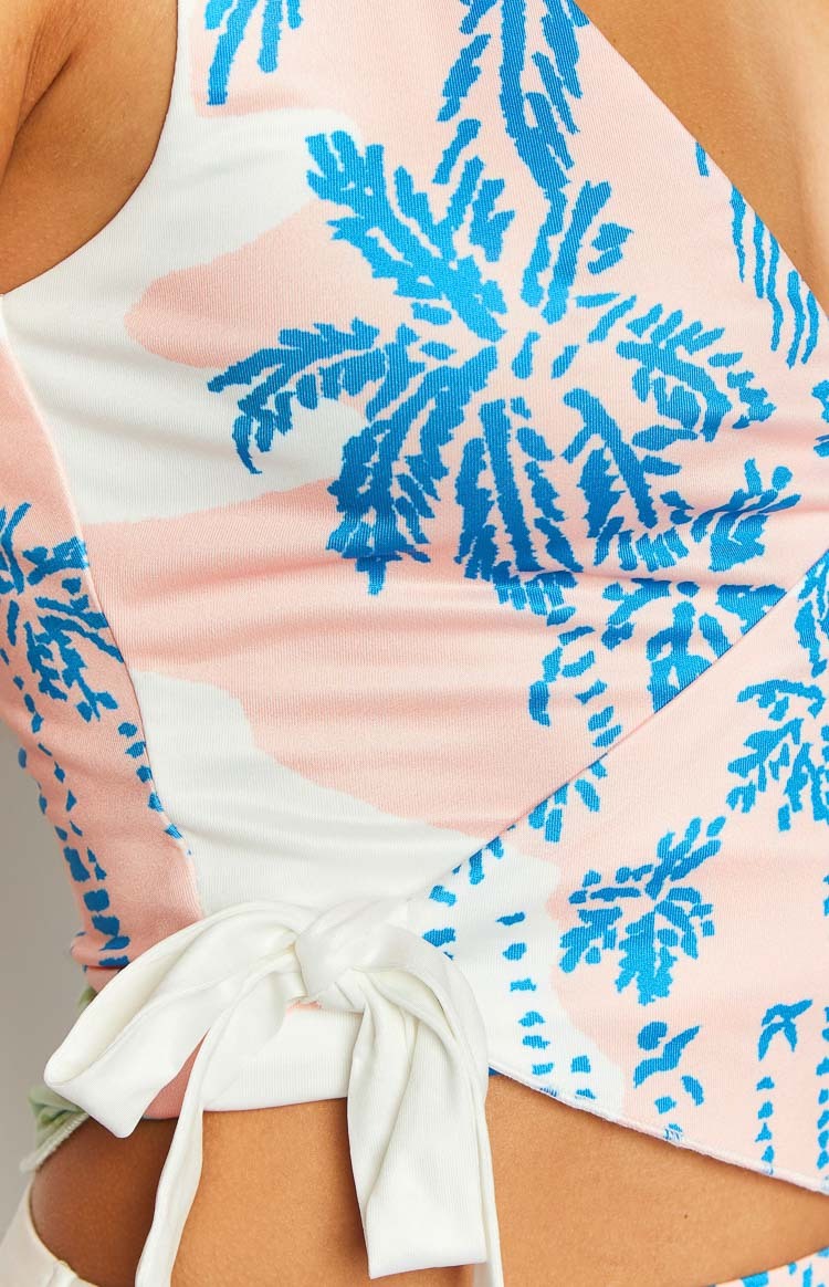 Day Dreams Ville Crede Palm Print Top-Vavasi.All Rights Reserved.