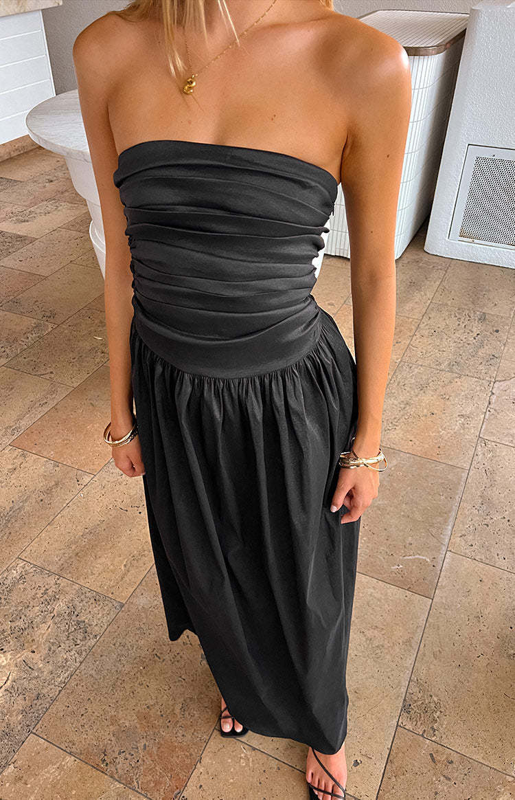 Dayton Black Strapless Maxi Dress-Vavasi.All Rights Reserved.