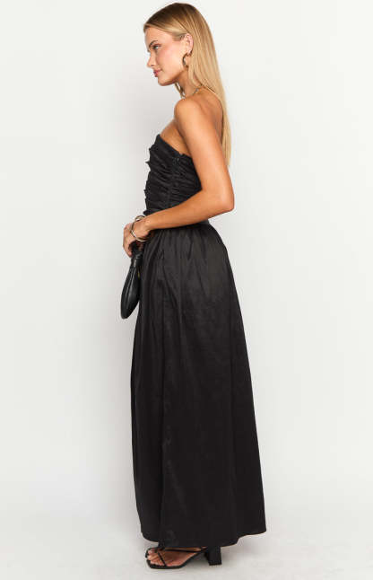 Dayton Black Strapless Maxi Dress-Vavasi.All Rights Reserved.