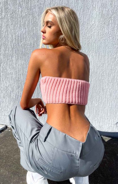 Debbie Pink Knit Bandeau-Vavasi.All Rights Reserved.