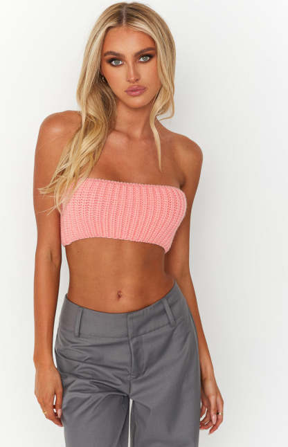Debbie Pink Knit Bandeau-Vavasi.All Rights Reserved.