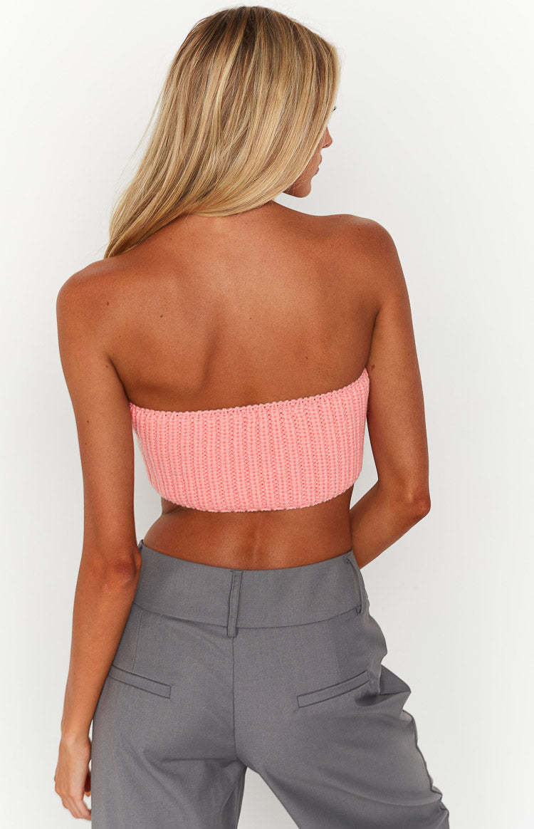 Debbie Pink Knit Bandeau-Vavasi.All Rights Reserved.
