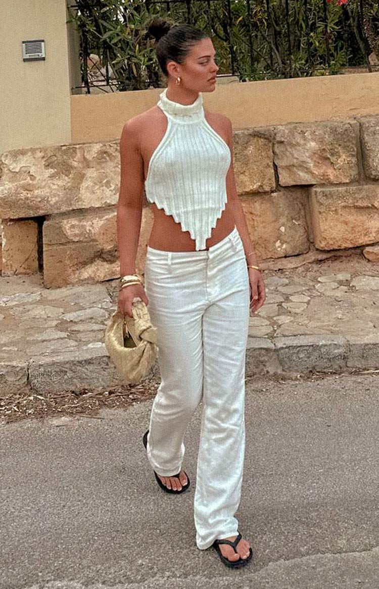 Delaney White Linen Blend Pants-Vavasi.All Rights Reserved.