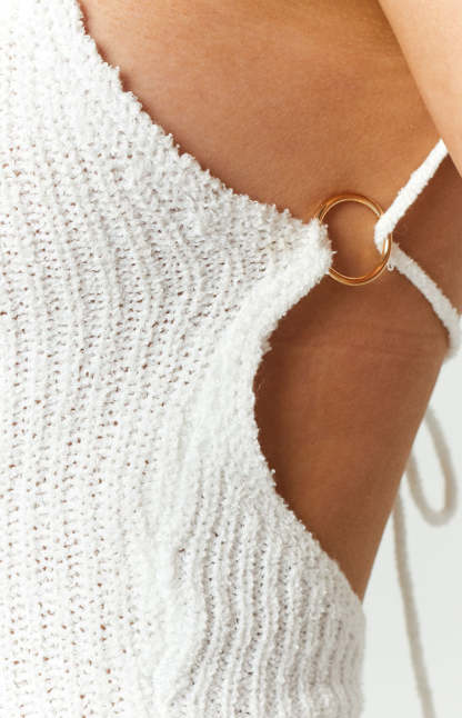 Delaney White Knit Midi Dress-Vavasi.All Rights Reserved.