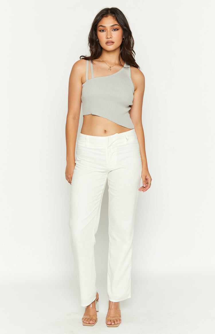 Delaney White Linen Blend Pants-Vavasi.All Rights Reserved.
