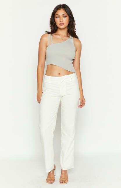 Delaney White Linen Blend Pants-Vavasi.All Rights Reserved.