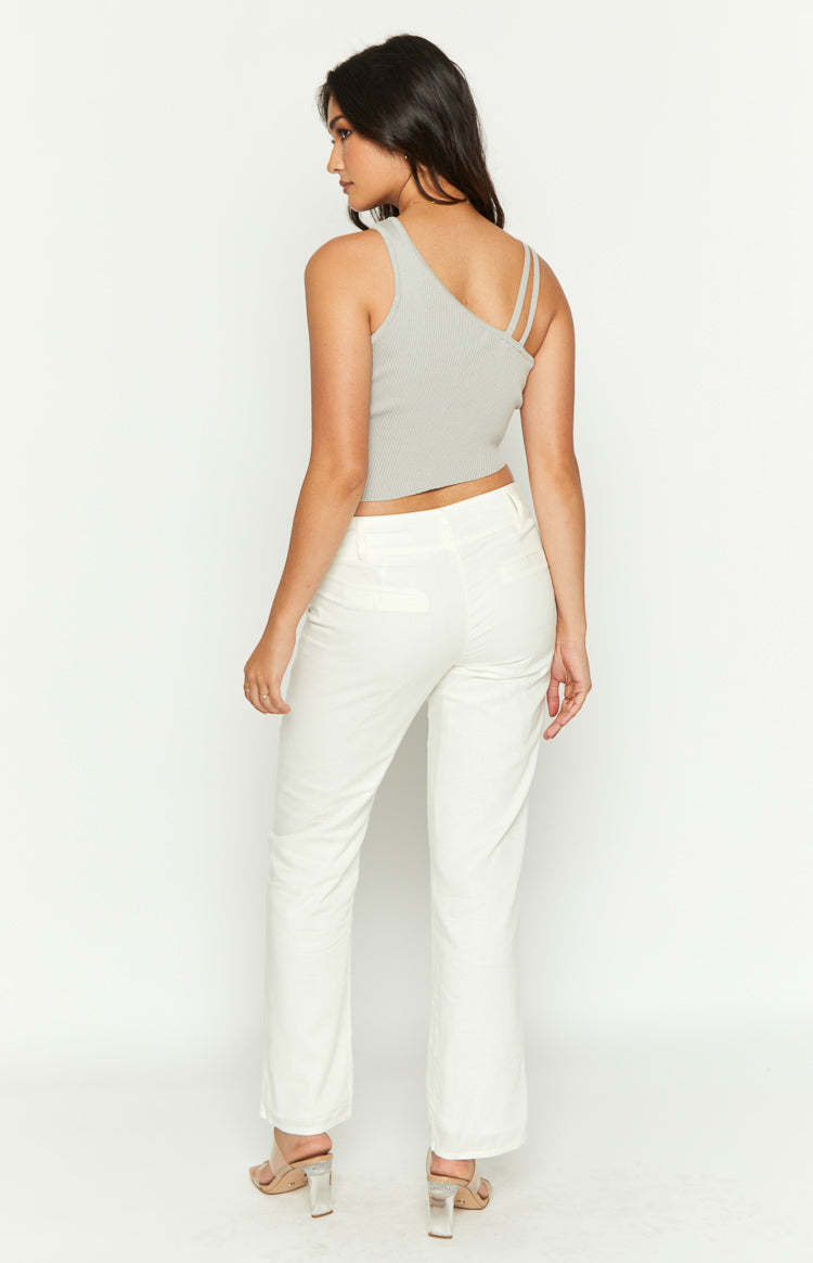 Delaney White Linen Blend Pants-Vavasi.All Rights Reserved.