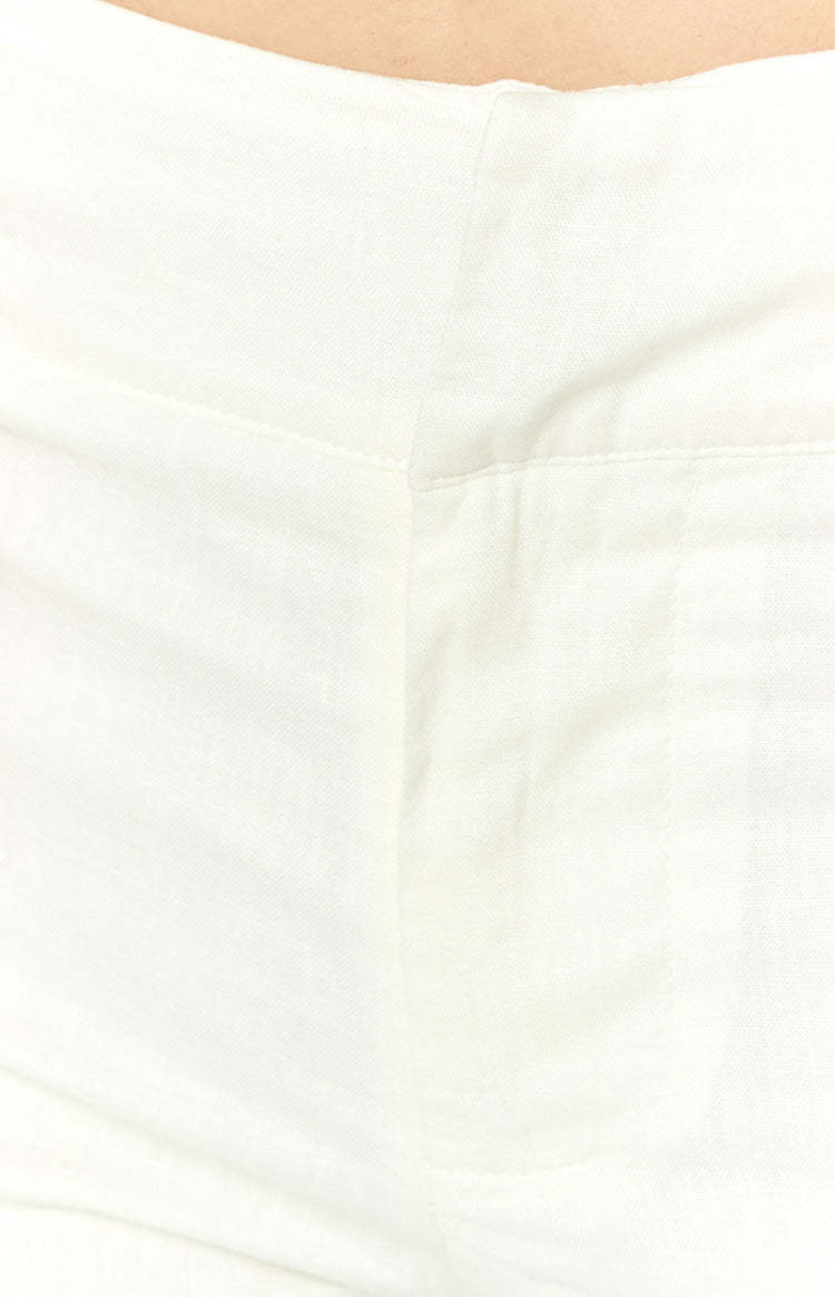 Delaney White Linen Blend Pants-Vavasi.All Rights Reserved.