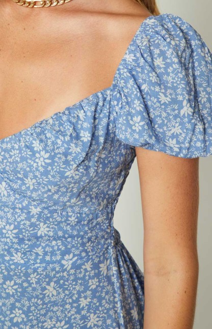 Delray Blue Floral Mini Dress-Vavasi.All Rights Reserved.