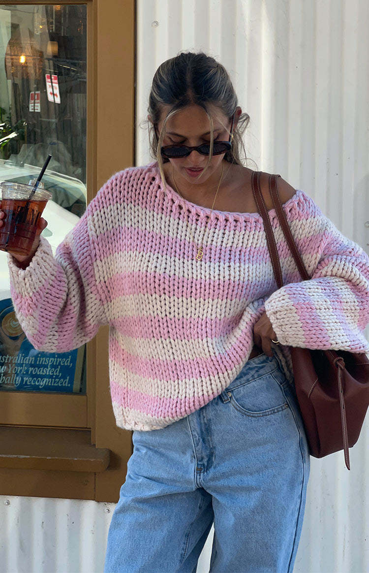 Bea Pink Striped Sweater-Vavasi.All Rights Reserved.