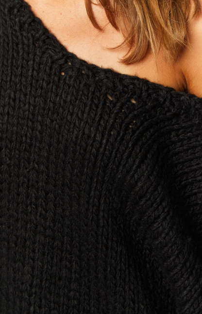 Delvey Black Chunky Knit Sweater-Vavasi.All Rights Reserved.