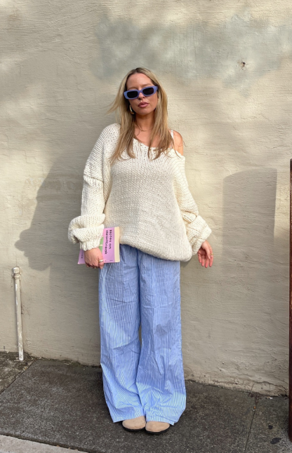 Delvey Cream Chunky Knit Sweater-Vavasi.All Rights Reserved.