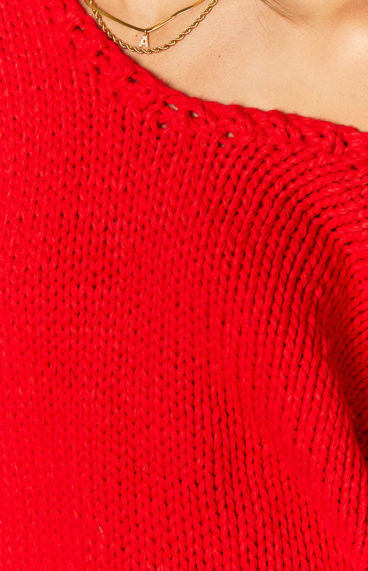 Delvey Red Chunky Knit Sweater-Vavasi.All Rights Reserved.