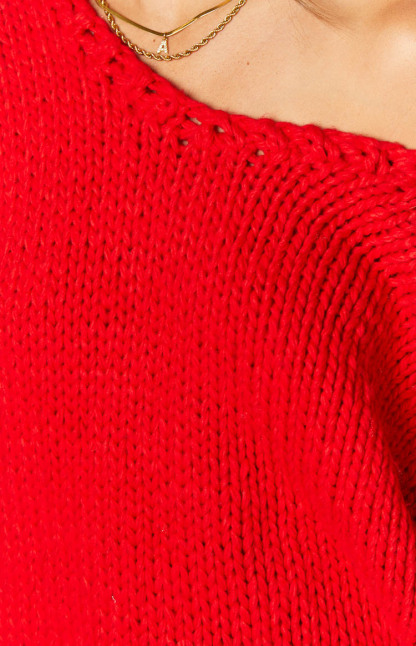 Delvey Red Chunky Knit Sweater-Vavasi.All Rights Reserved.