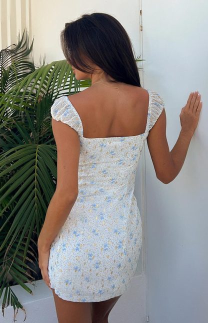 Demi Blue Floral Mini Dress-Vavasi.All Rights Reserved.