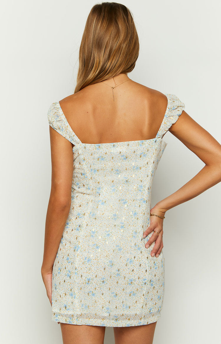 Demi Blue Floral Mini Dress-Vavasi.All Rights Reserved.