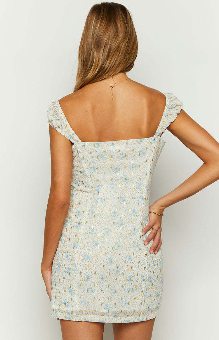 Demi Blue Floral Mini Dress-Vavasi.All Rights Reserved.