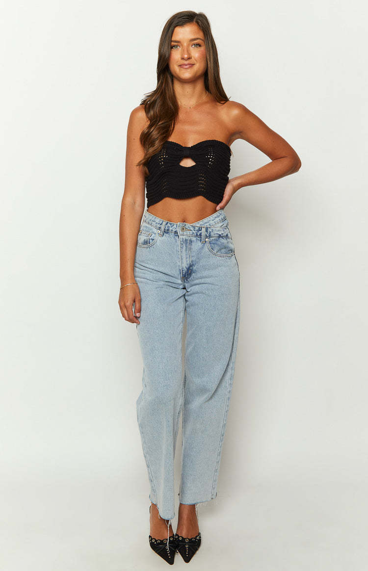 Deni Black Knit Top-Vavasi.All Rights Reserved.