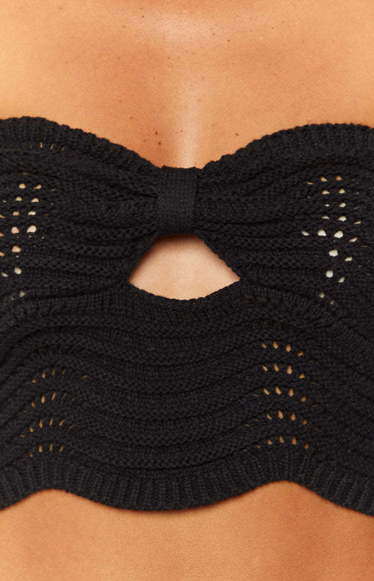 Deni Black Knit Top-Vavasi.All Rights Reserved.