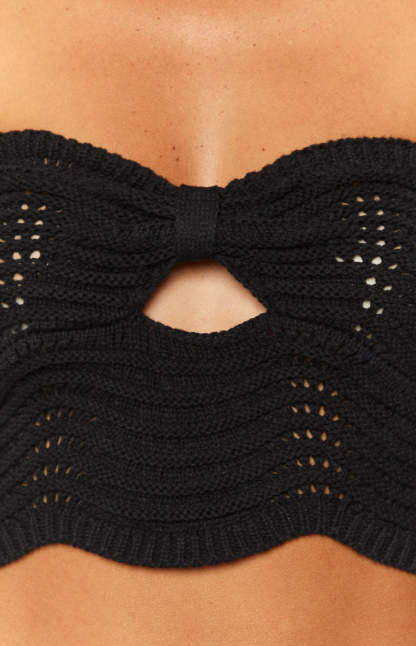Deni Black Knit Top-Vavasi.All Rights Reserved.