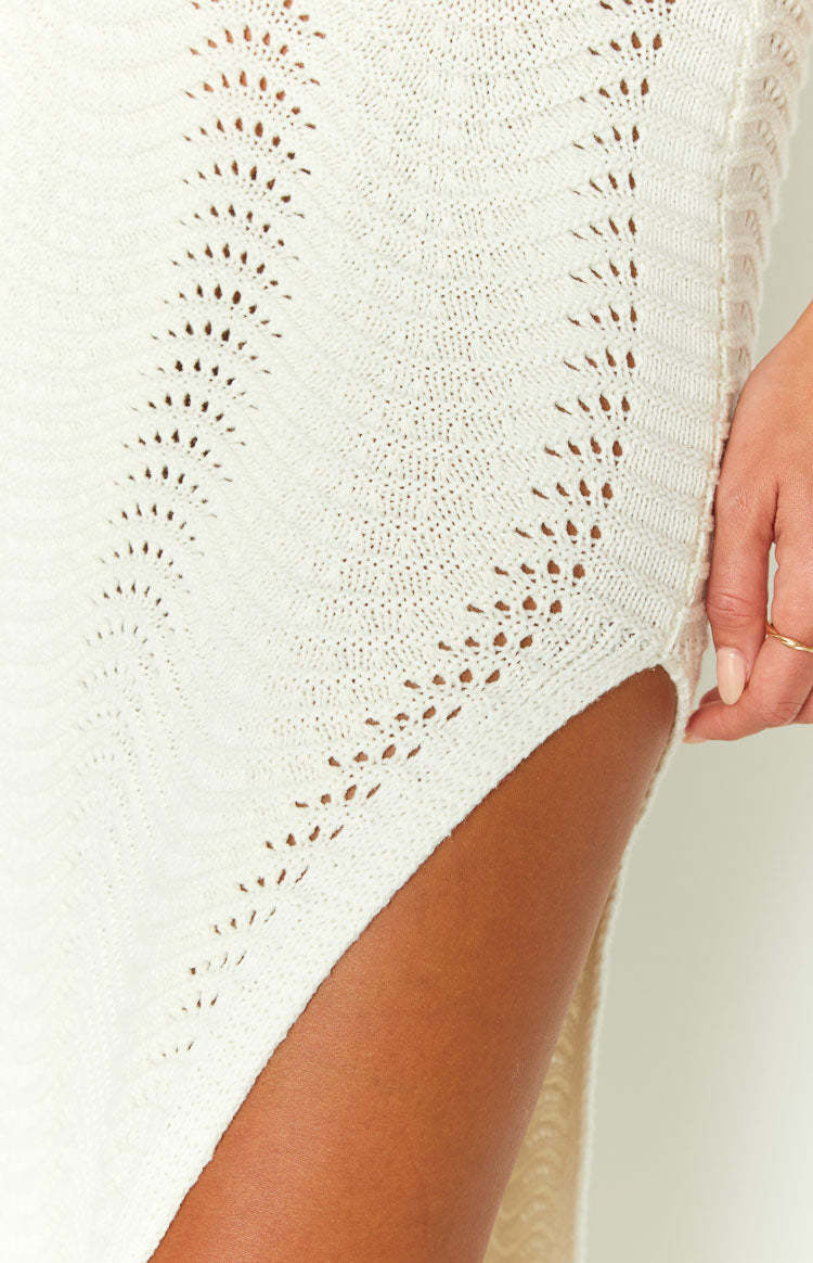 Deni Cream Knit Midi Skirt-Vavasi.All Rights Reserved.
