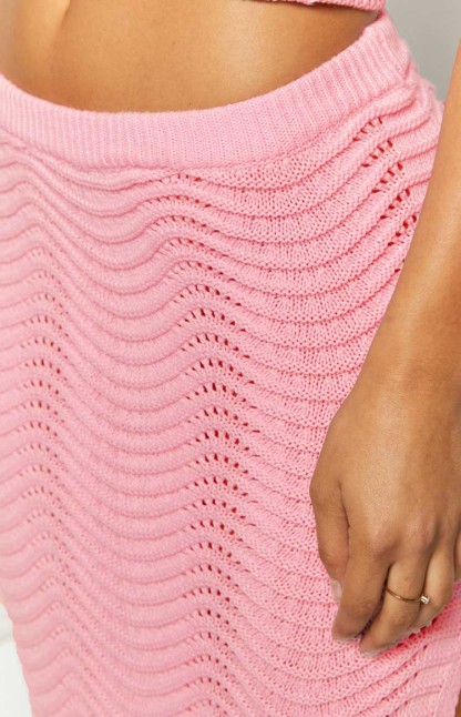 Deni Pink Knit Midi Skirt-Vavasi.All Rights Reserved.