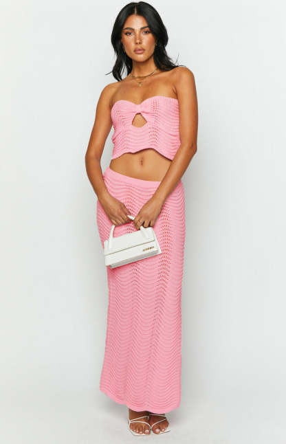 Deni Pink Knit Top-Vavasi.All Rights Reserved.