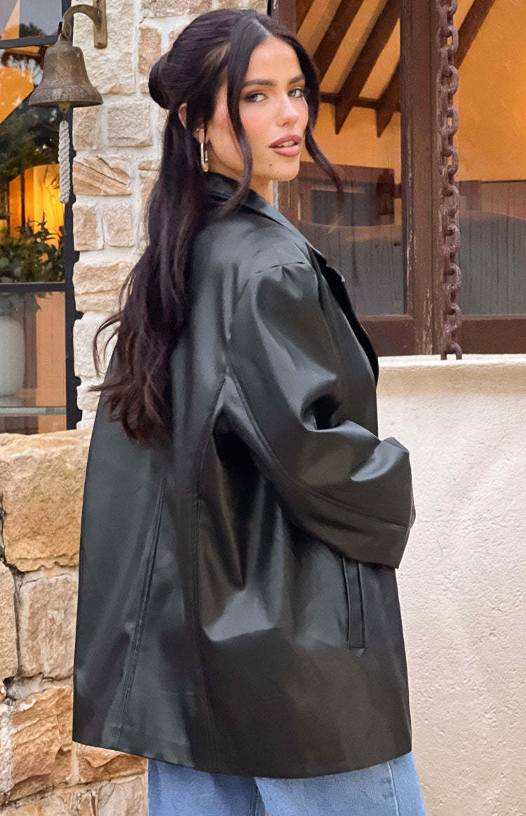 Desi Black PU Jacket-Vavasi.All Rights Reserved.