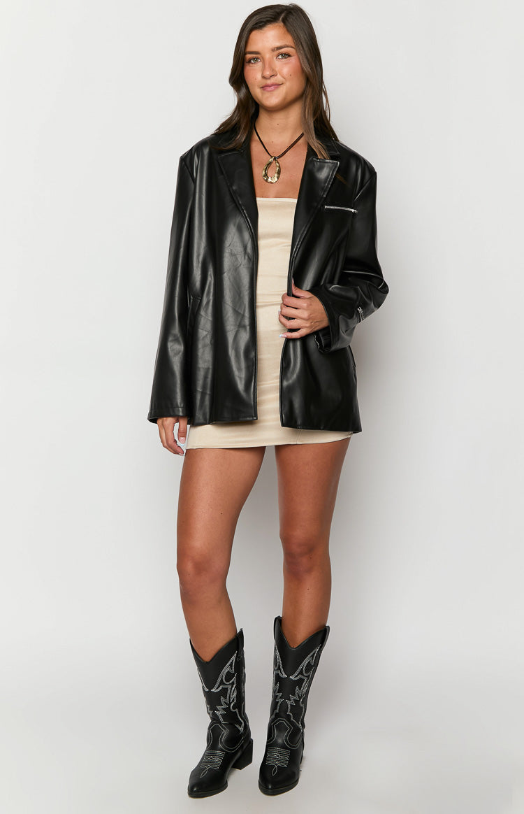 Desi Black PU Jacket-Vavasi.All Rights Reserved.