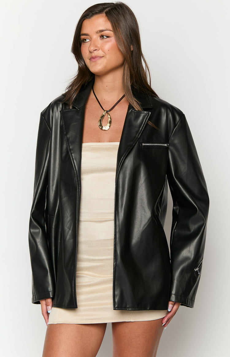 Desi Black PU Jacket-Vavasi.All Rights Reserved.