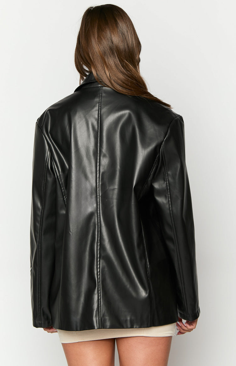 Desi Black PU Jacket-Vavasi.All Rights Reserved.