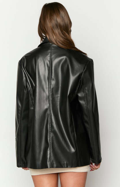 Desi Black PU Jacket-Vavasi.All Rights Reserved.