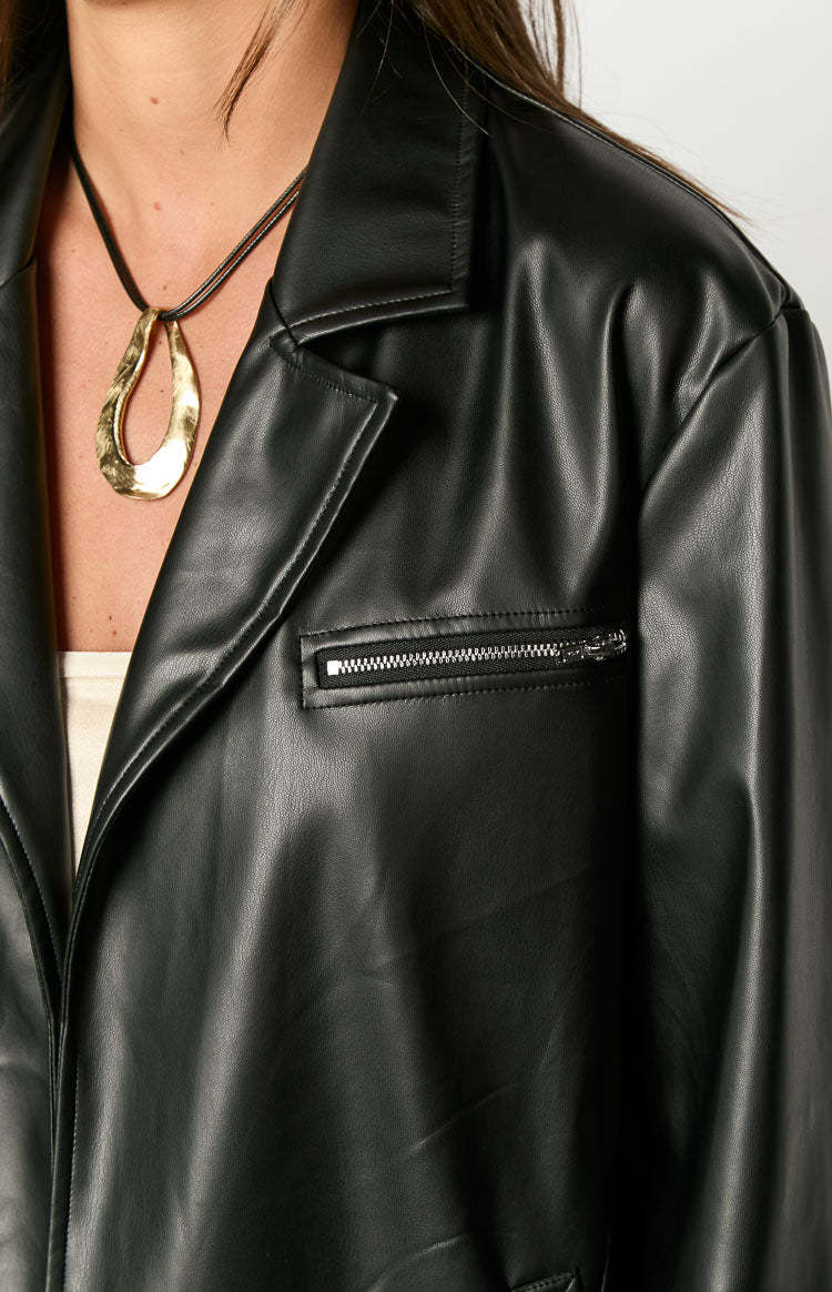 Desi Black PU Jacket-Vavasi.All Rights Reserved.