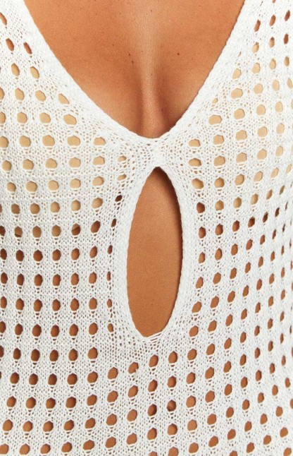 Destinations White Crochet Long Sleeve Maxi Dress-Vavasi.All Rights Reserved.