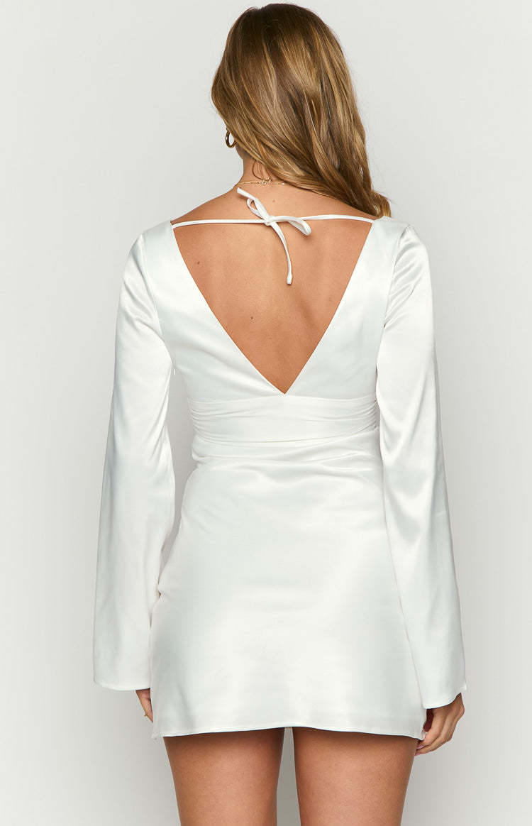 Diana White Long Sleeve Mini Dress-Vavasi.All Rights Reserved.