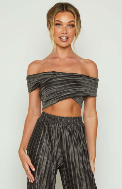 Dina Charcoal Crop Top-Vavasi.All Rights Reserved.