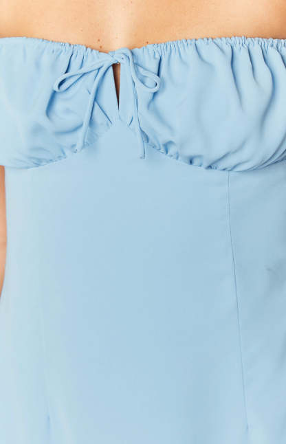 Dion Blue Strapless Midi Dress-Vavasi.All Rights Reserved.